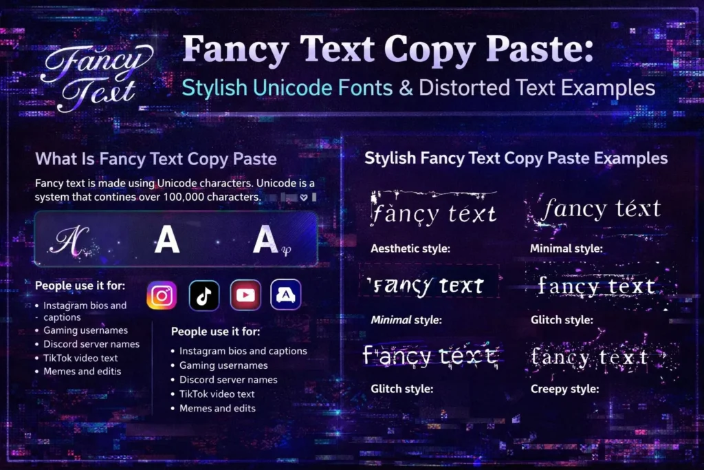 Fancy Text Copy Paste: Stylish Unicode Fonts & Distorted Text Examples 1 fancy text copy paste